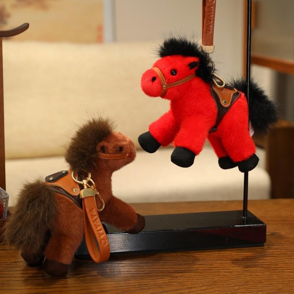 Horse Cartoon Horse Stuffed Keychain Stuffed Cute Pony Pendant Soft Keyring Simulation Horse Keychain Christmas Gift