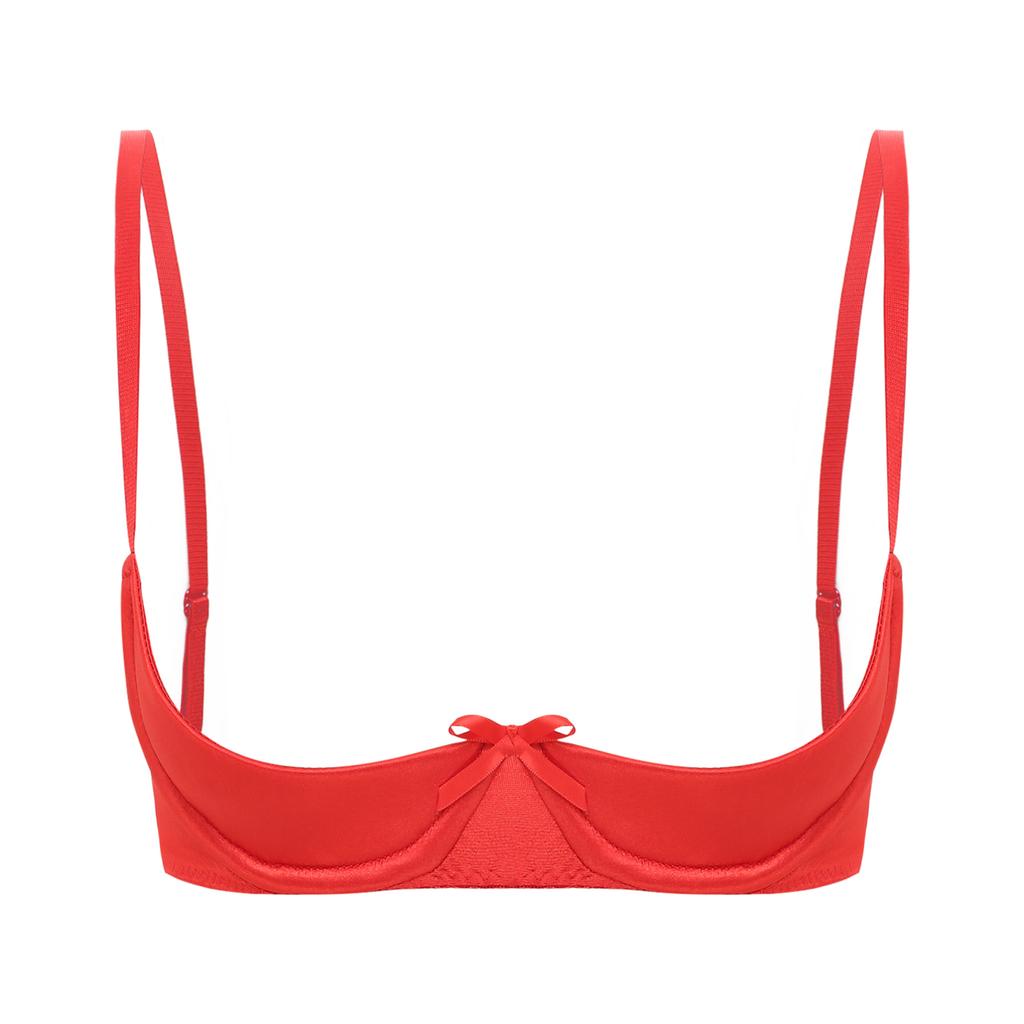 Женское сексуальное атласное белье, регулируемые бретельки на косточках, половина чашки, бюстгальтер-балконет с пуш-ап, нижнее белье