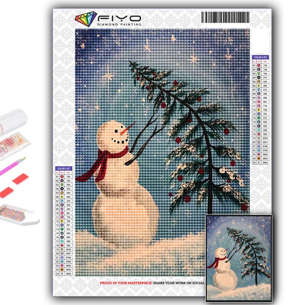 Алмазная картина Рождественская елка Санта-Снеговик Вышивка крестом Стразы Домашний декор