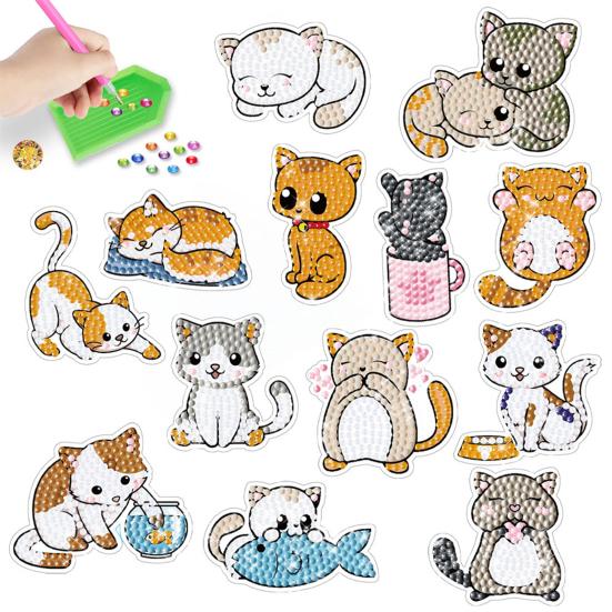 1 комплект, набор наклеек со стразами, креативная сверкающая наклейка с рисунком кота из мультфильма, бутылка для ноутбука