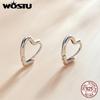 WOSTU Серьги-гвоздики из стерлингового серебра 925 пробы с полым сердцем и любовью, блестящие простые серьги для женщин, модные серебряные украшения