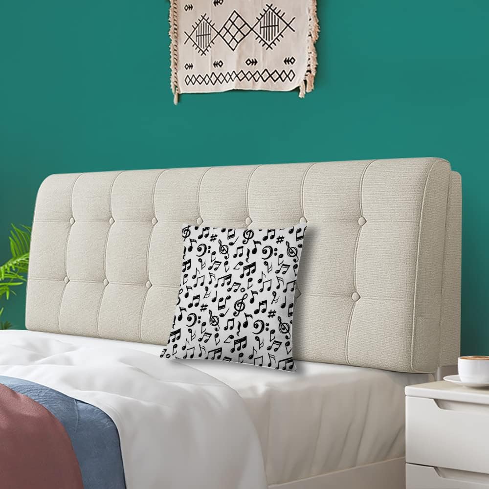 Decorative Square Throw Pillow Covers Music Musical Note Treble Clef Couch Sofa Bed Pillow Covers Cushion Cases 18x18 inch