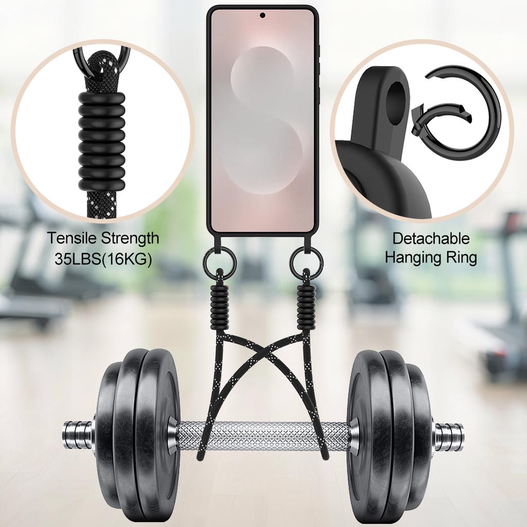 For Samsung Galaxy S25 Edge Liquid Silicone Case Phone Back Cover with Card Holder and Short Strap