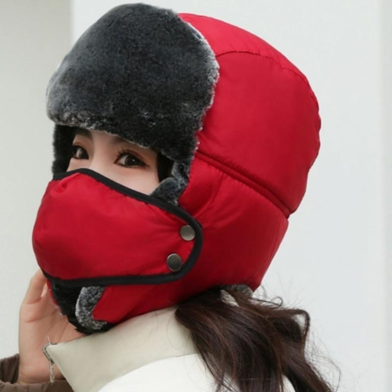 Winter Large Men's Outdoor Cycling Thermal Hat, Windshield and Cold Hat, Thickened and Enlarged Ear Protection Cotton Hat