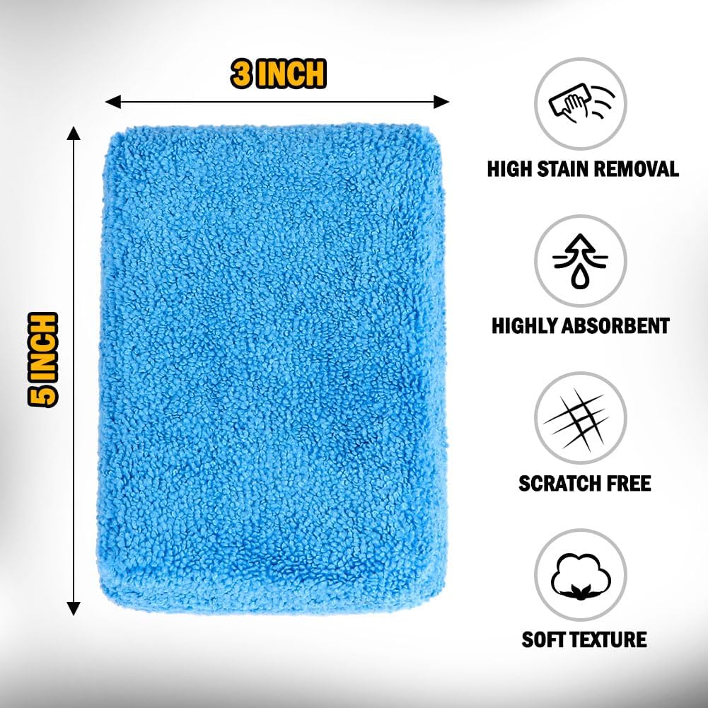 HOMEXCEL Microfiber Applicator Pads, Scratch-Free Car Wash Sponge For Cleaning, Premium Wax Foam Applicator Pads For Car Detailing, 5”X3”, 8Pack