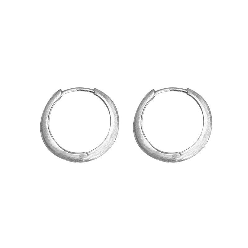 S925 Pure Silver Brushed Sparkling Sand Ear Buckle for Girls, Minimalist Style, Shiny Silver Frosted Large Circle Earrings, Versatile Texture Ear Ring