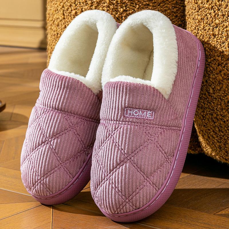 Хлопковая сумка для тапочек и домашние тапочки зимние женские водонепроницаемые из пуховой ткани утолщенные туфли нескользящие теплые хлопковые туфли мужская обувь
