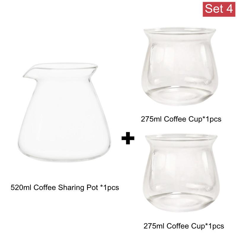 New 520ml 200ml 275ml Heat-resistant Glass Coffee Sharing Pot Coffee Server Hand Made Coffee Maker Teapot Coffee Utensils