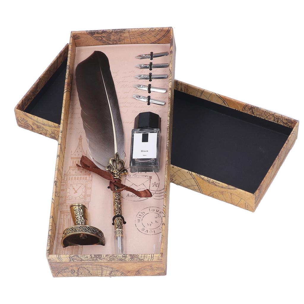 Ручка-гусиное перо из цинкового сплава, высокая гладкость, элегантные цвета, европейская ручка в стиле ретро для письма D