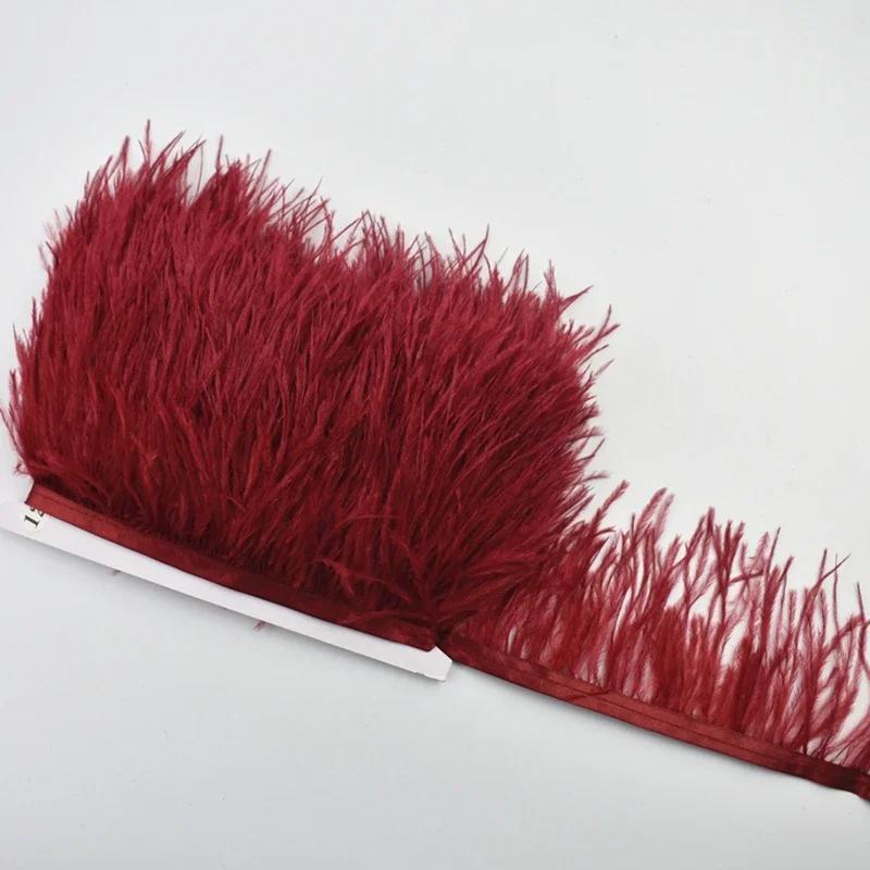 1M 5M 10Meter 8-10Cm Black Ostrich Feather Trims Natural White Ostrich Feather For Craft Ribbon Fringe For Skirt Party Clothing