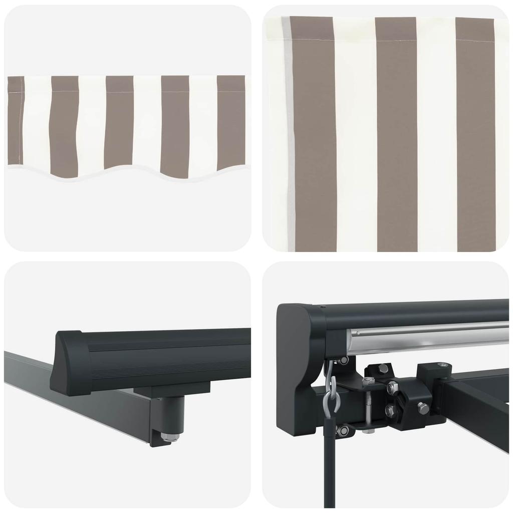 Retractable Awning Light Gray and White 3.5 x 2.5 m