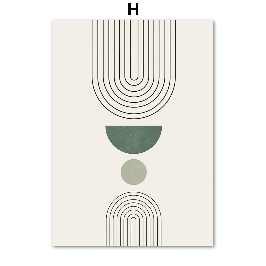 Abstract Geometric Sage Green Botanical Artwork Boho Wall Art Print Canvas Painting Nordic Poster Wall Picture Living Room Decor