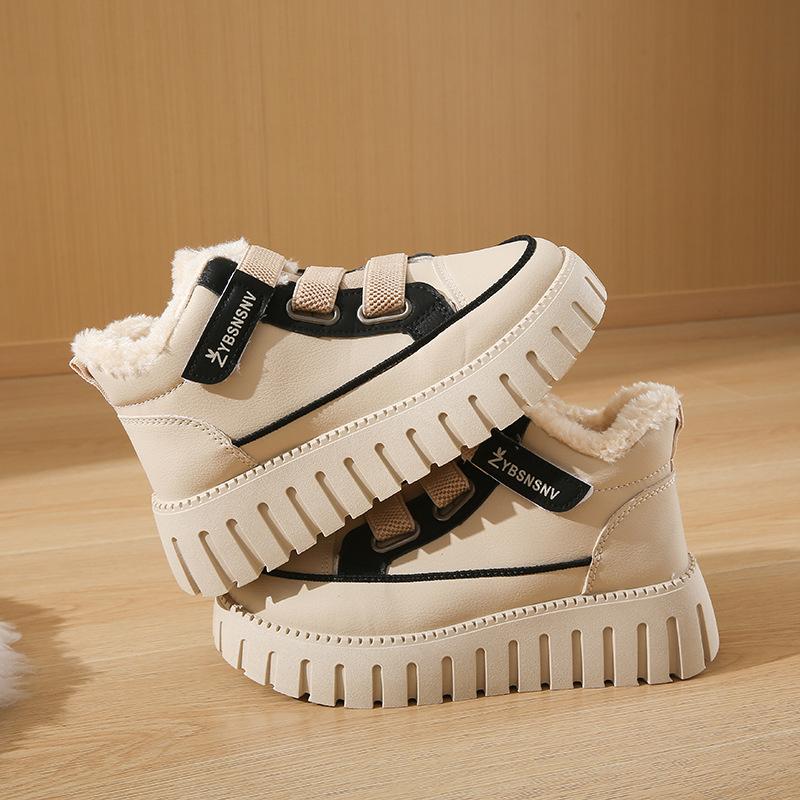 Женские зимние ботинки на толстой платформе, нескользящие ботильоны с подкладкой из искусственного меха, зимние теплые высокие кроссовки для ходьбы, женская удобная короткая обувь