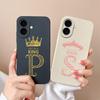 New Cases For Apple iPhone 16 Pro Max 16Plus Back Cover King Queen Crown Letters Soft Silicone Painted Anti Drop Housing For iPhone Shell Bumper Capas