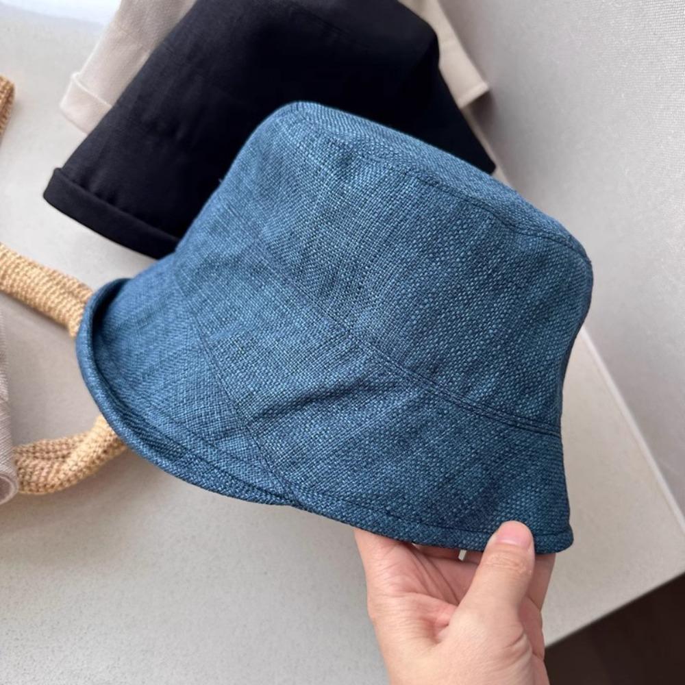 UV Protection Roll Rim Fisherman Hat Sunscreen Japanese Style Bucket Cap Flax Sun Hat Outdoor