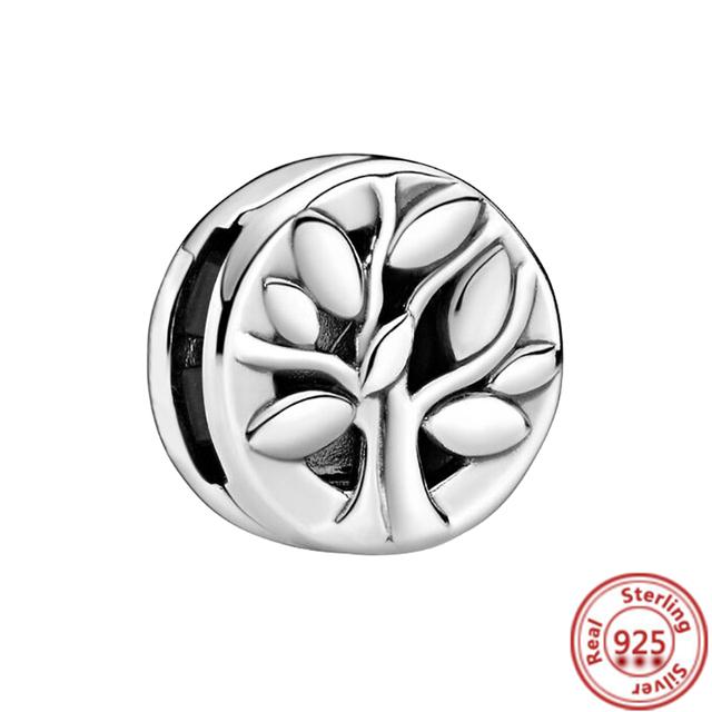 Стерлингового серебра 925 пробы, бусины, буквы, сердце, листья, круг, сверкающие клипсы, подвески, подходят для браслета с отражениями, ювелирные украшения