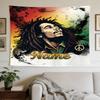 Bob Marley Reggae Music Peace Personalized Name Polyester Wall Hanging Tapestry, Aesthetic Home Decor for Bedroom Dorm Photo Backdrop