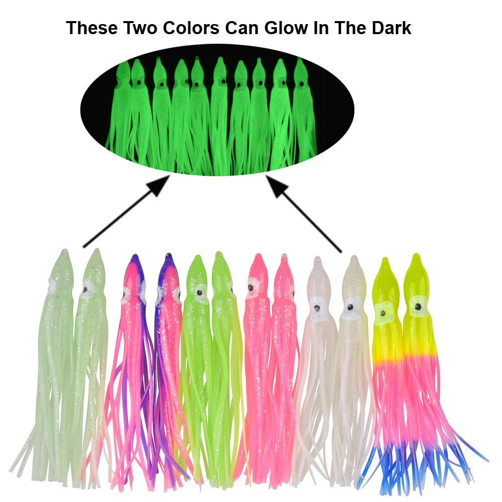 30/50/100 шт. Мягкая приманка кальмар, Осьминог, Юбка кальмара, Приманка для троллинга, Джиги, Силиконовая искусственная приманка для тунца, парусника, сома