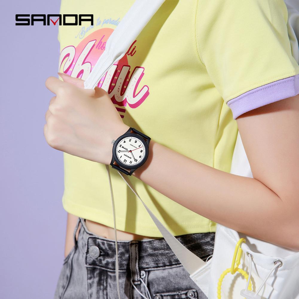 SANDA Top Brand 3263 Minimalist Women's Quartz Watch Clock Minimalist Style Calendar Waterproof 2 Women's Quartz Watch
