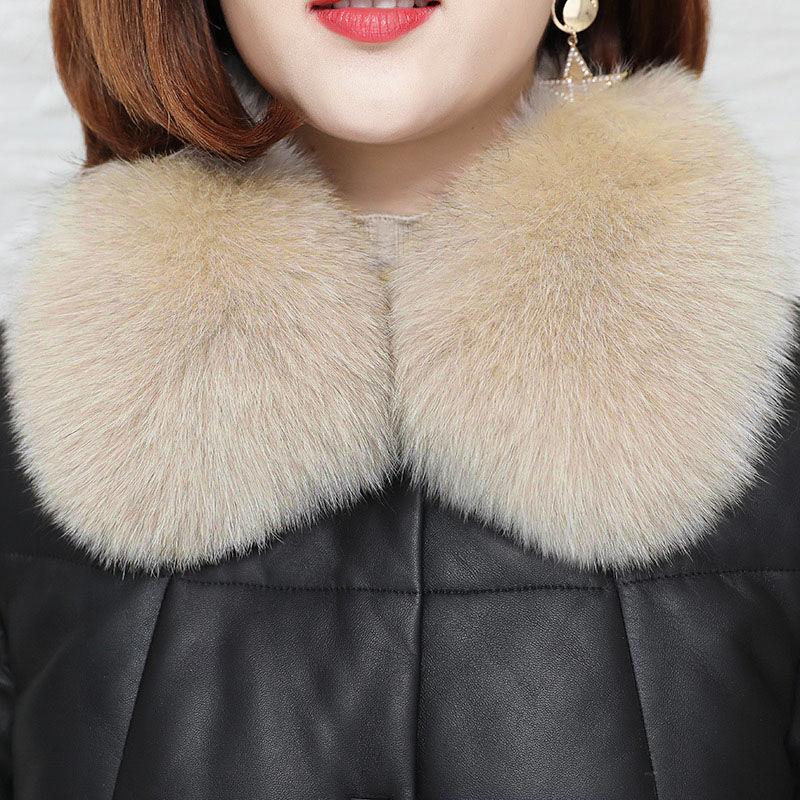 Кожаная куртка женская ПУ хлопковая куртка зимняя свободная средней длины хлопковая куртка больших размеров