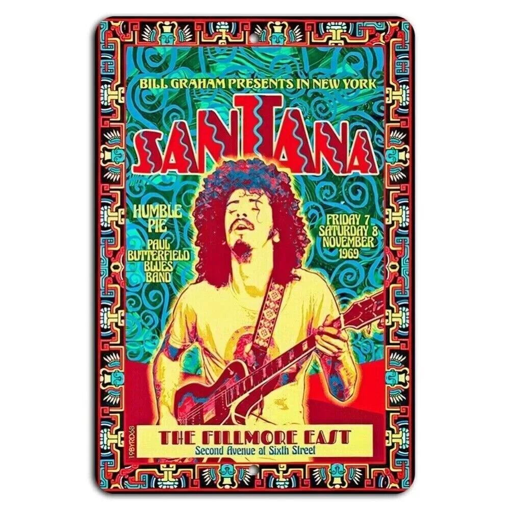 1 шт. 1969 Сантана Fillmore East Концертный Металлический Плакат Винтажные Рок-Мемобилии Настенное Искусство для Музыкальной Комнаты Бара или Коллекционного Дисплея