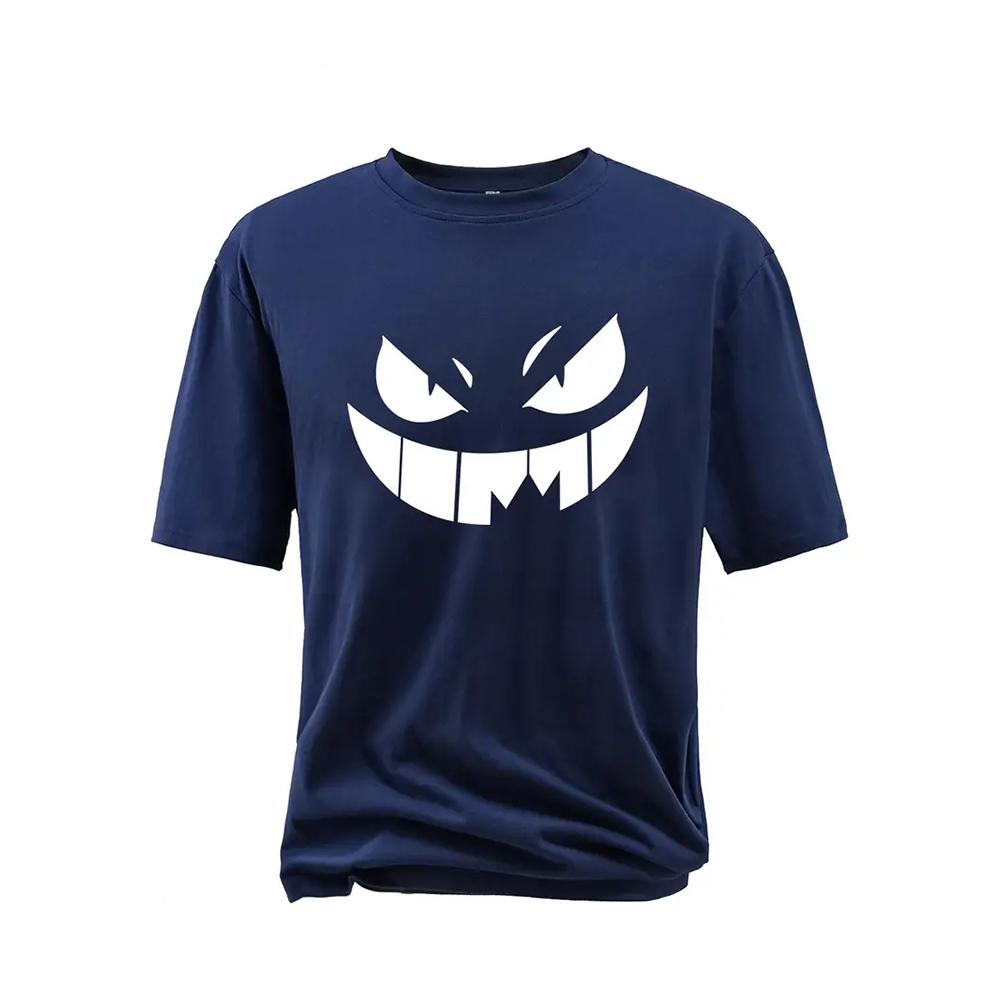 Summer Men's T Shirt Devil Pattern Print Top Fashion Casual Short Sleeve Vintage Tee Shirt Oversized Clothing Male Pullover