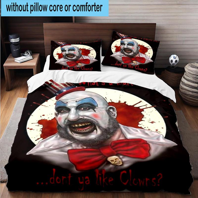 3PCS Horror Clown Laughing 3pcs Bedding,Including 3PCS Duvet Cover And 2pcs Pillowcases Perfect for Christmas,Ideal for Bedroom, Dormitory