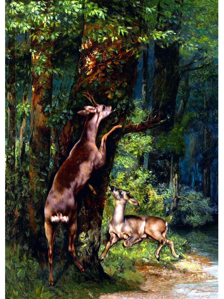 Realism Famous Artist Gustave Courbet River Rocks Forest Landscape Poster Canvas Painting Wall Art for Living Room Home Decor