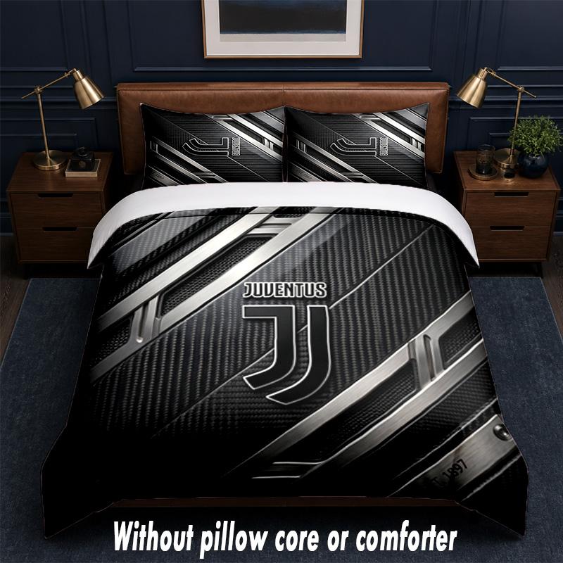 Juventus FC Design Bed Bedding Set 1 Duvet Cover + 2 Pillowcases Soft Breathable Household Bed Linens