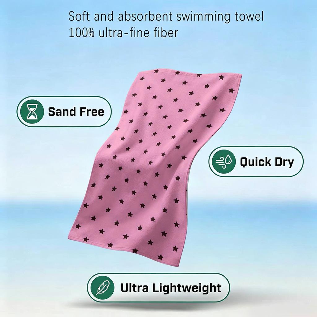 Pink Brush Stripe Beach Towel Sand Free Quick Dry Absorbent Thin Compact Towels for Swimming Pool Camping Beach Accessories