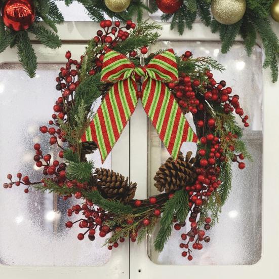 5 ярдов Рождественская проволочная лента 2,48" Красно-зеленая в горошек/полоску/завитушку Рождественская упаковочная лента для рождественской елки, венка, банта, упаковки подарков, DIY поделок