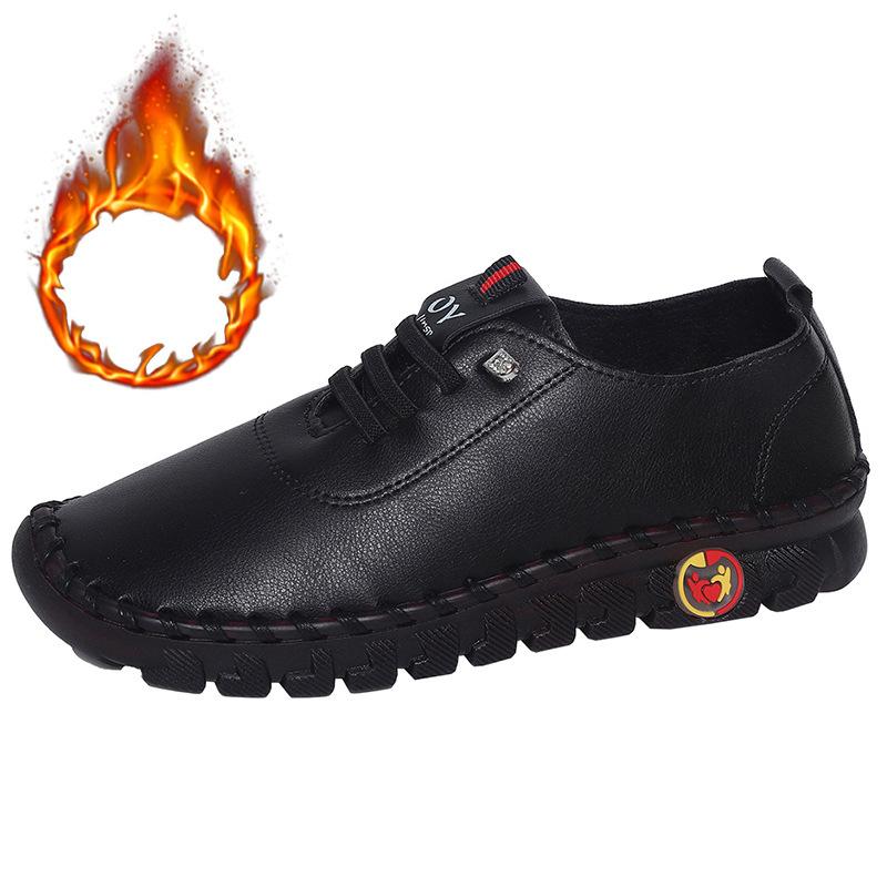 Модные женские вулканизированные туфли из искусственной кожи, повседневная обувь, сшитая вручную, удобная мягкая обувь, женская осенняя новая повседневная обувь, большой размер 45