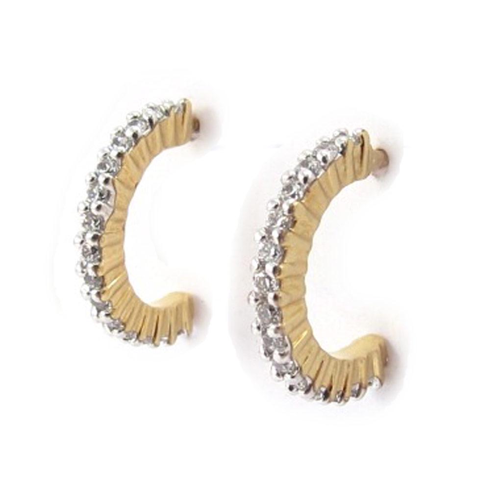 Les Trésors De Lily [J9608] - White Gold 'Déesse' Gold Plated Hoop Earrings - 12x1. 5mm