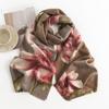 New Japanese Style Autumn and Winter Hibiscus Print Short Flow Faux Cashmere Shawl for Women's Warmth