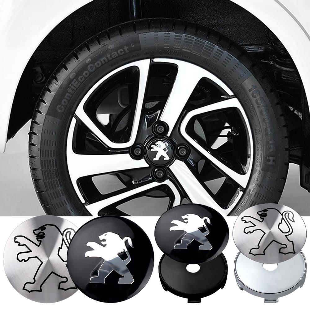 4pcs 56mm Car Wheel Center Hub Stickers 60mm Tire Hub Cap Emblem Cover For Peugeot 307 308 206 207 208 408 107 2008 3008 Valve