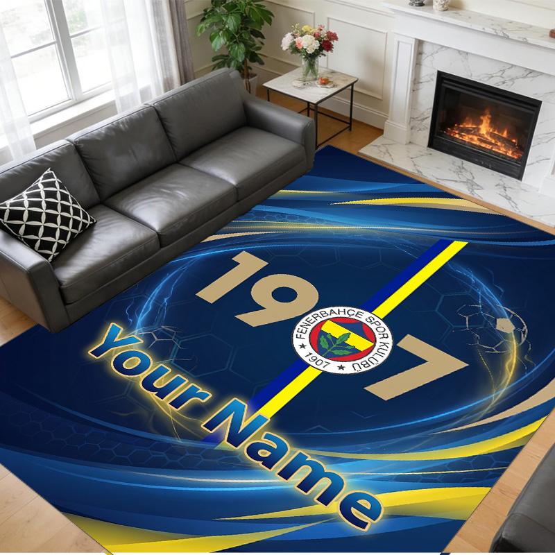 Crystal Velvet Rug Custom Name Text, Soft Non Slip Floor Mat Home DecorFenerbahçe FC