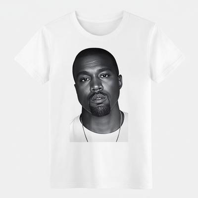 Kanye West Portrait Casual Cotton T-Shirt, Streetwear Hip Hop Tee
