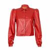 Red Women's Leather Shirt Genuine Soft Lambskin Handmade Stylish Casual Party Wear