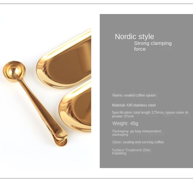 2-в-1 мерная ложка для кофе из нержавеющей стали с зажимом для герметизации, мерная ложка для порошка для чая и молока, кофейные аксессуары