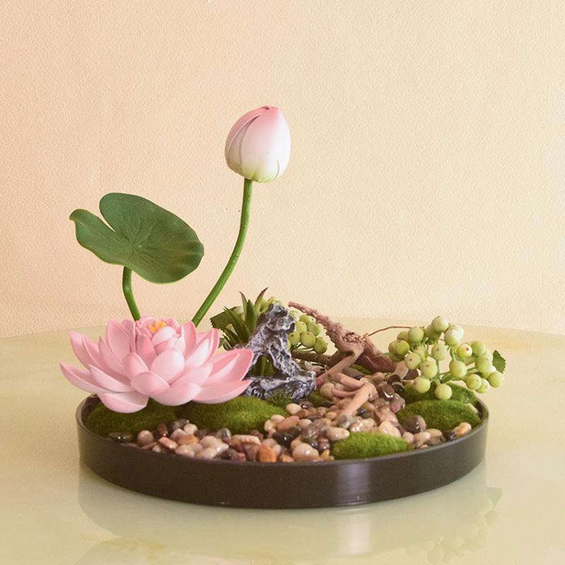 Large Round Table Turntable Centerpiece for Hotel Dining and Private Room Decor - Artificial Flower Art Landscape
