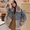 Плотная повседневная джинсовая парка с искусственным мехом лисы для женщин
