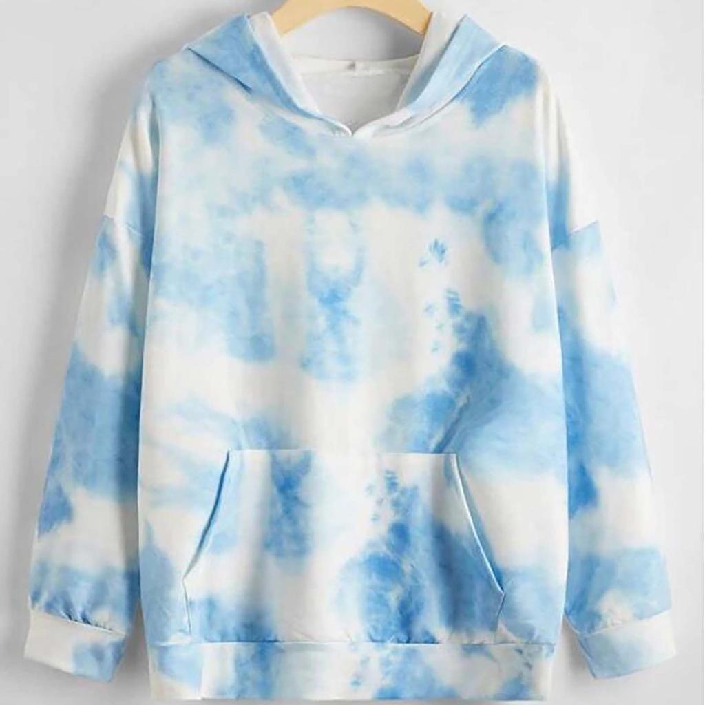Women's Fsshion Casual Sexy Slim Printing Long Sleeve Tie Dyed Hooded Sweater