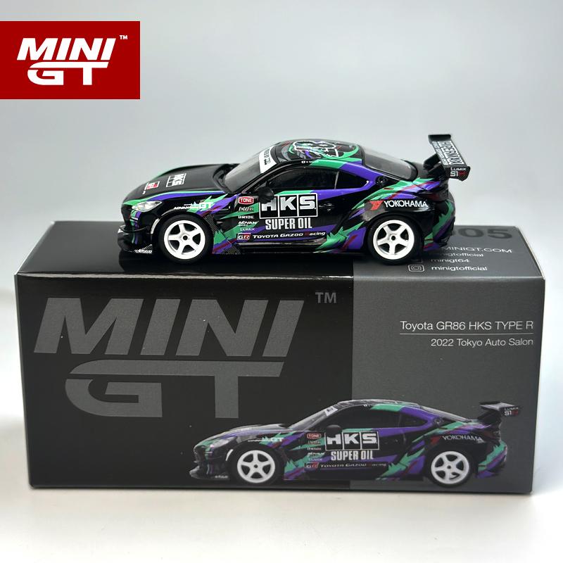 YVAZ6 MINIGT 1:64 Toyota GR86 HKS TYPE R 2022 Токийский Автосалон MGT Литой Модель Автомобиля 1005