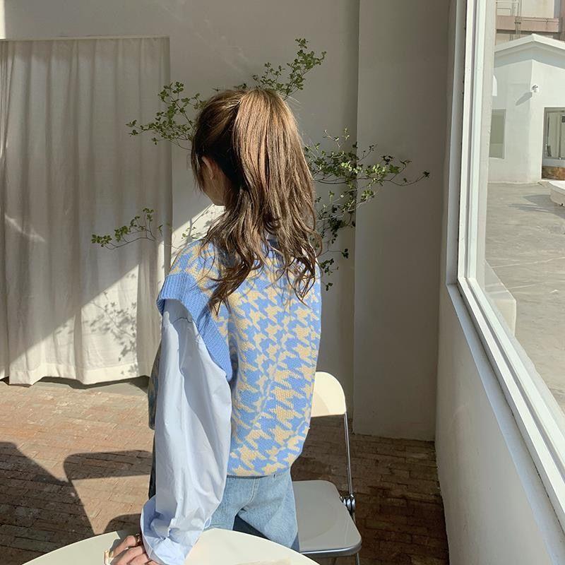 Pullover Vest Women Outwear Knitted Vest Sweater 2023 Spring Loose Korean Edition Outwear V Neck Sweater Tank Top Female Coat