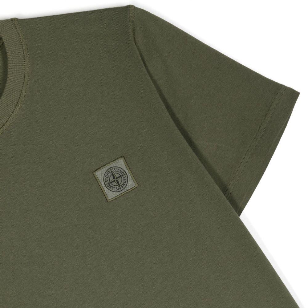 STONE ISLAND Футболка с круглым вырезом, логотип, прямой крой, короткий рукав, детские топы, зеленый, 801620750-V0058