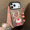 Plush Reindeer and Christmas Snowman Design IMD Hard Case For iPhone 17 Pro Max Air 16 15 14 13 Shockproof Cover