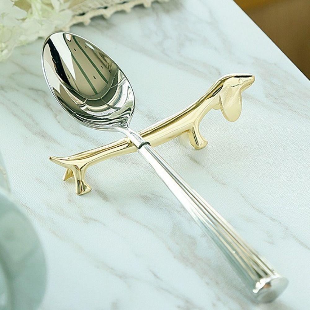 2PCS Silver Dachshund Dog Chopstick Holder Zinc Zinc Zinc Alloy Cutlery Rest Kitchen Accessories