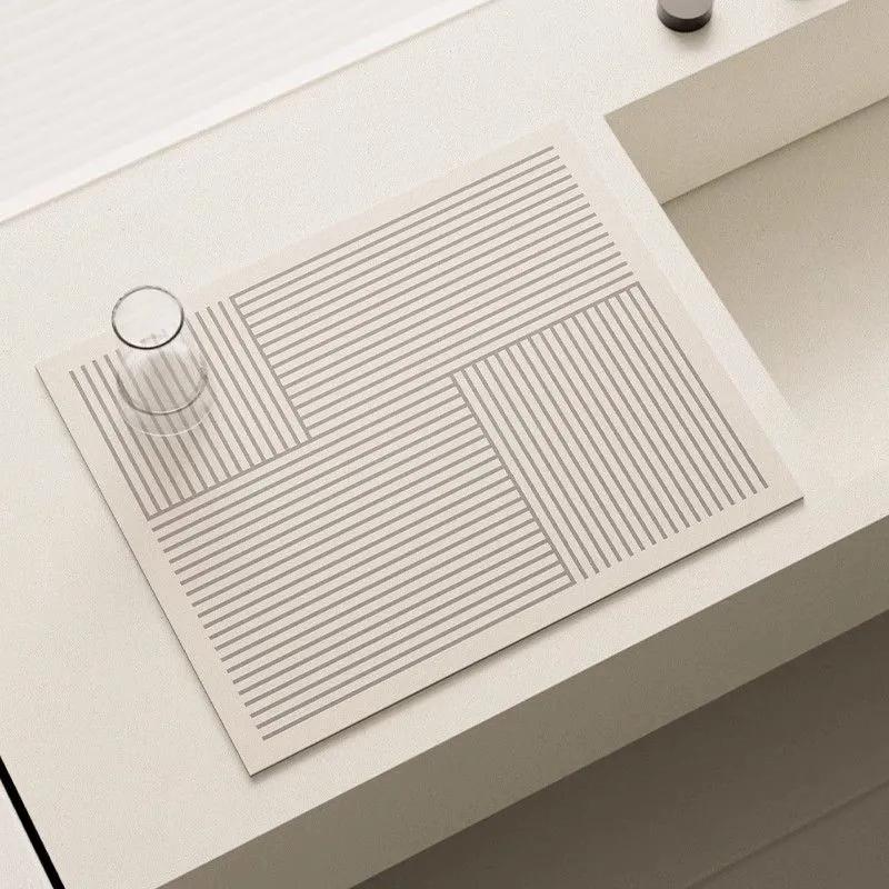 Non-Slip Diatomite Mat Dish Drainer Rug Kitchen Drain Pad Absorbent Coffee Mats Quick Drying Kitchen Rugs Sink Draining Mat