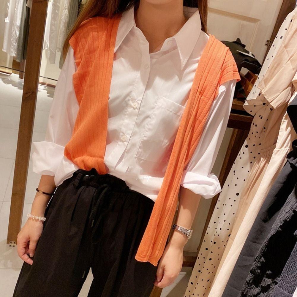 Warm Stripe Knitted Shawl Sunscreen Blouse Shoulder Fake Collar Fashion Wool Scarves Travel