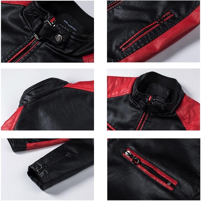 Warm Leather Jacket Jacket Men Tops Men's Casual Motorcycle Stitching Wool Leather Jacket Men's Fashion Locomotive Retro
